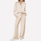 Women's Half-Zip Hoodie and Wide-Leg Lounge Set 1