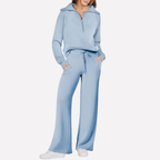 Women's Half-Zip Hoodie and Wide-Leg Lounge Set 3