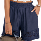 Chloette | Elegant Lace Trim Slant Pocket Shorts 4