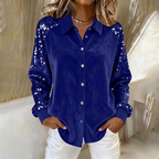 Claudia | Sequin Sleeve Velvet Button-Up Shirt 1
