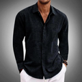 Men's Long Sleeve Shirt with Spread Collar and Button Closure 1