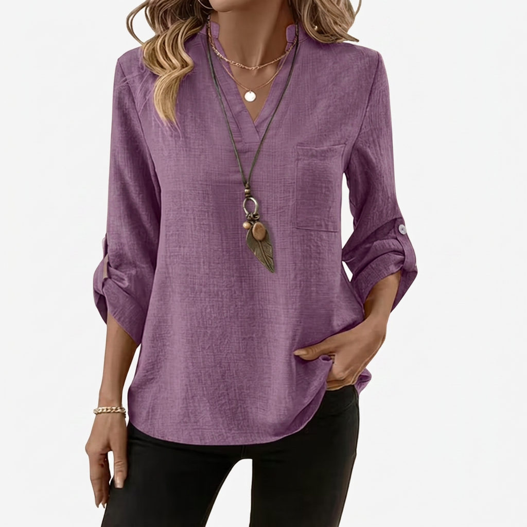 Danika | Classic V-Neck Long Sleeve Shirt 4
