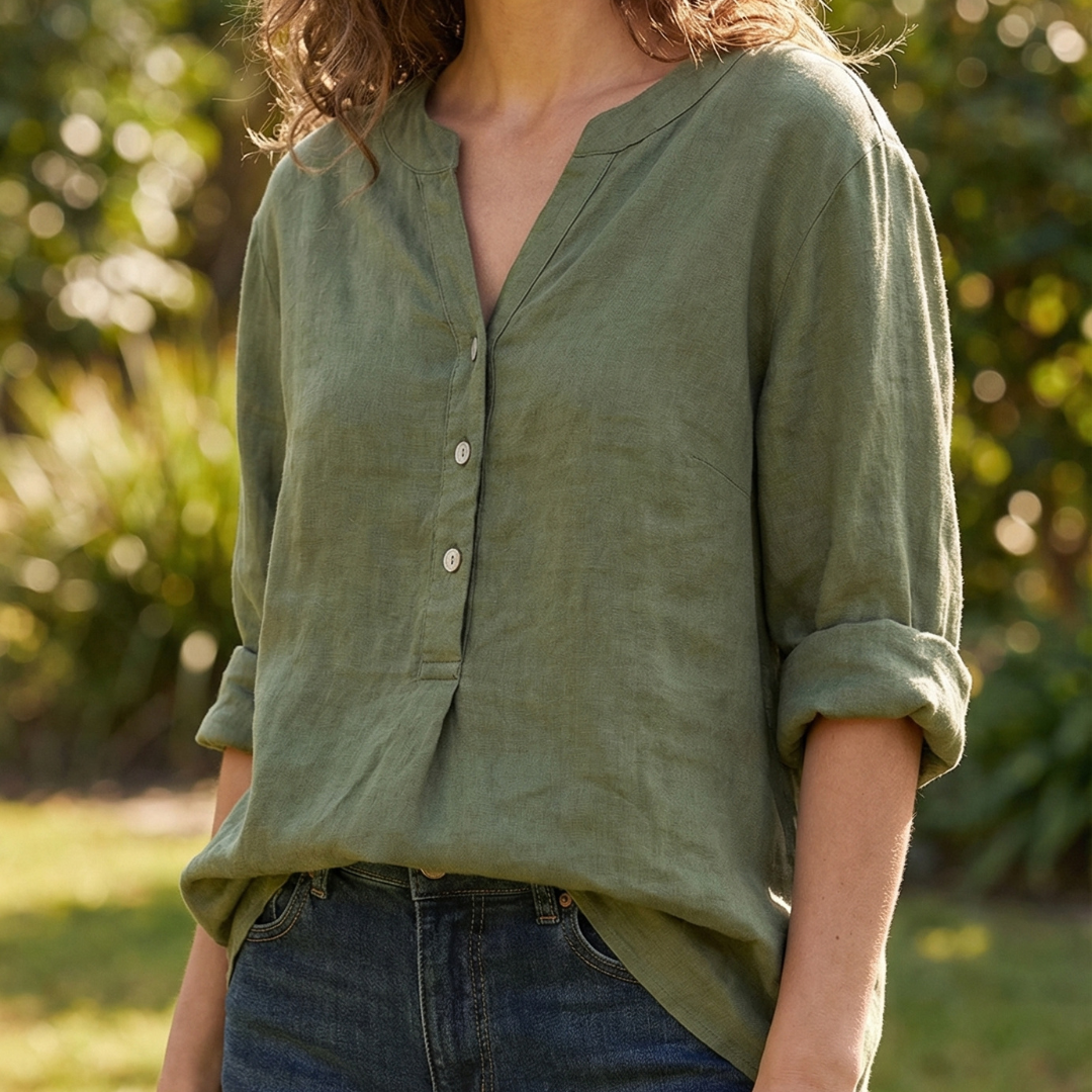 Cassia | Refined V-Neck Button-Down Shirt 3