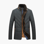 Men's Quilted Jacket Stand Collar Button Front 2