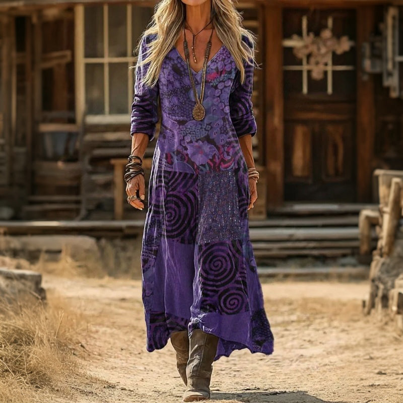 Romy | Vintage Patch Long Sleeve Casual Dress 1
