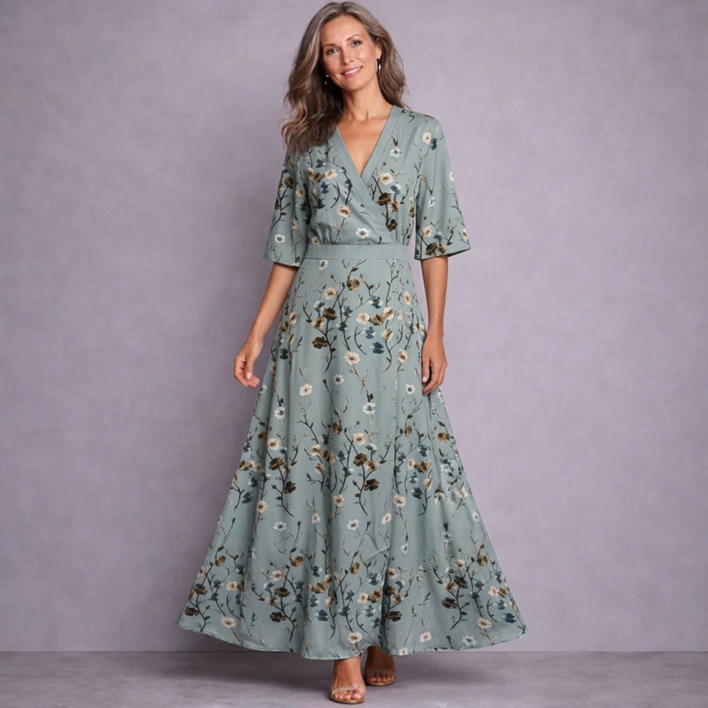 Dahlia | Elegant Mid Sleeve Maxi Dress 1