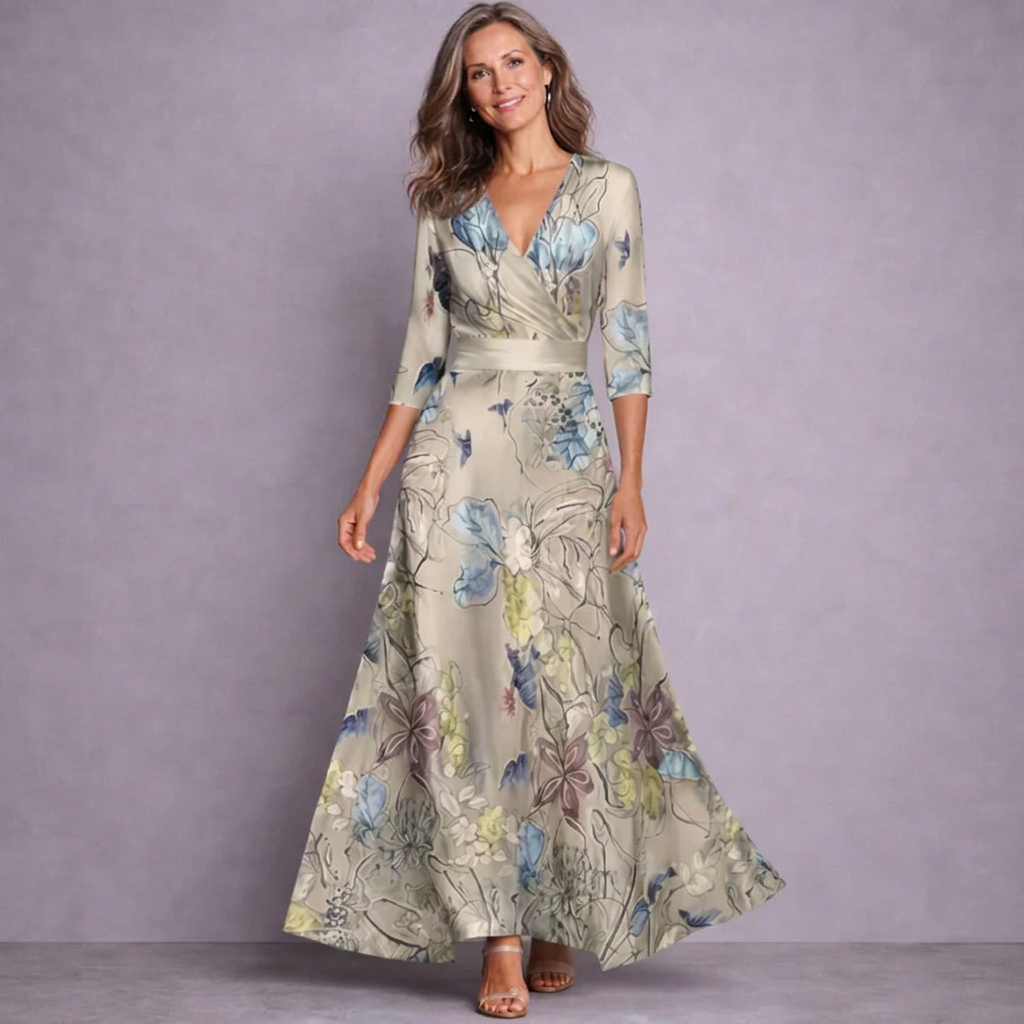 Dahlia | Elegant Mid Sleeve Maxi Dress 3