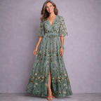 Dahlia | Elegant Mid Sleeve Maxi Dress 4
