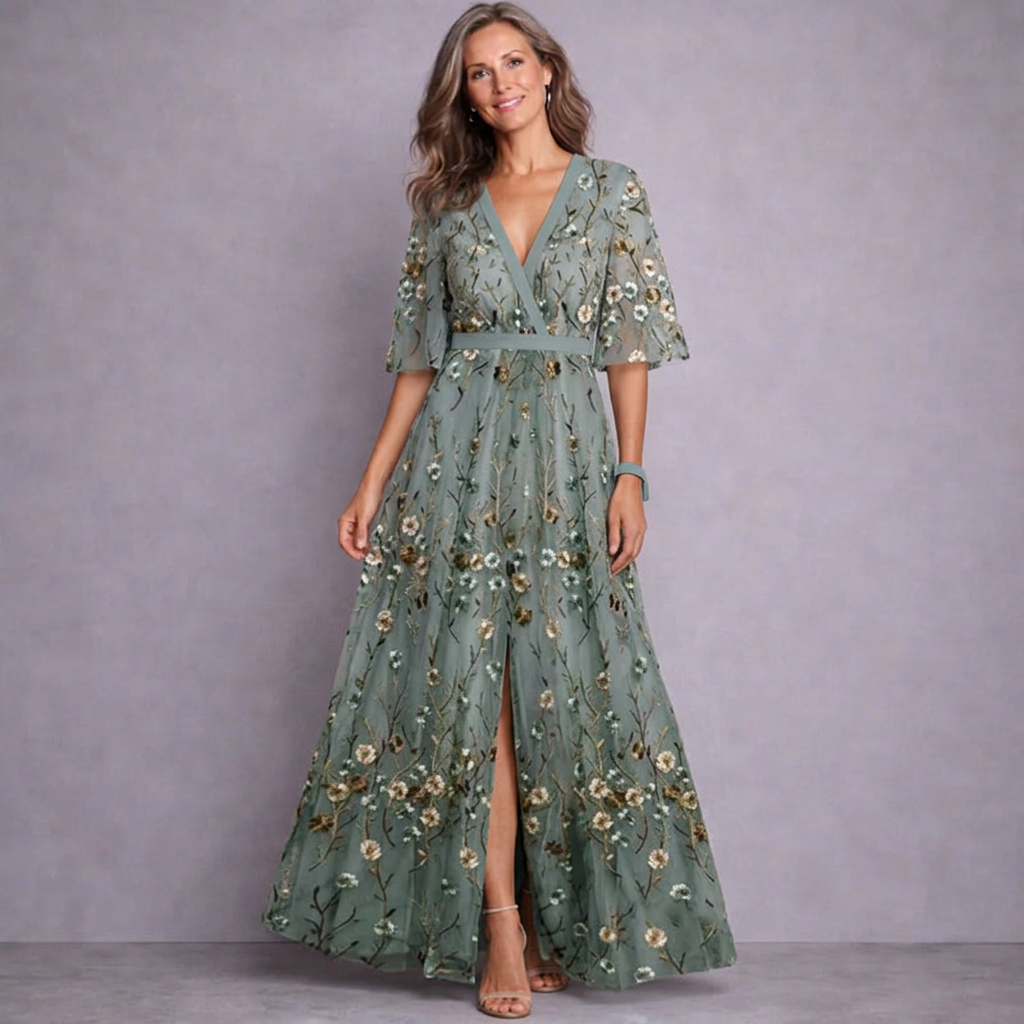 Dahlia | Elegant Mid Sleeve Maxi Dress 4