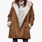 Women's Hooded Toggle Coat with Sherpa Lining 5