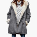 Women's Hooded Toggle Coat with Sherpa Lining 4