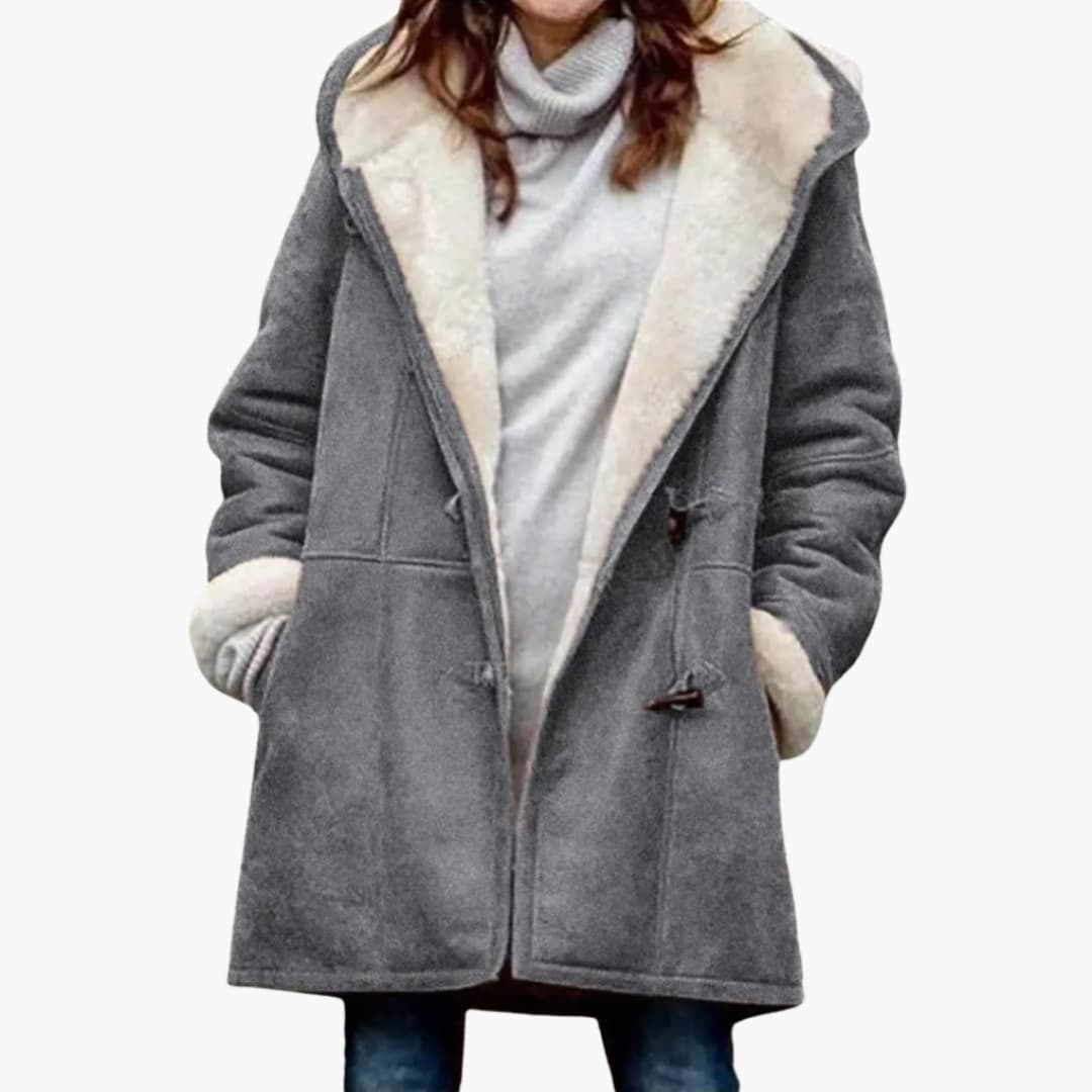 Women's Hooded Toggle Coat with Sherpa Lining 4