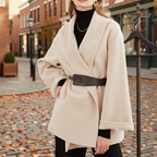 Women's Shawl Collar Wrap Jacket with Tie Belt 4