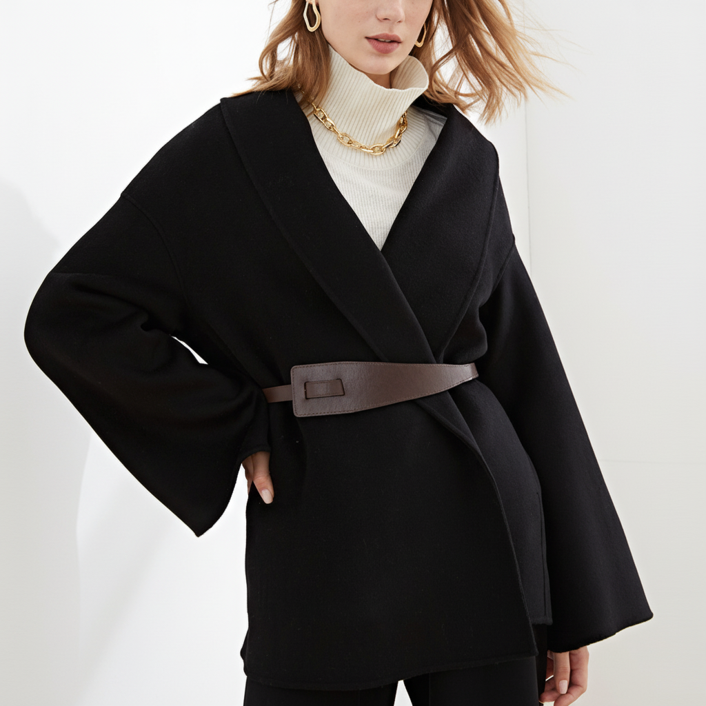 Women's Shawl Collar Wrap Jacket with Tie Belt 2