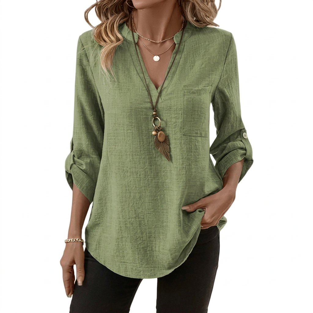 Danika | Classic V-Neck Long Sleeve Shirt 4