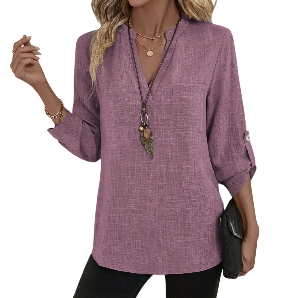 Danika | Classic V-Neck Long Sleeve Shirt 2