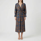 Women's Botanical Wrap Midi Dress with Twist Waist 5
