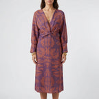 Women's Botanical Wrap Midi Dress with Twist Waist 3