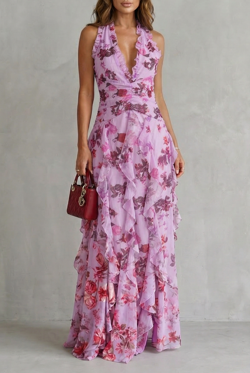 Delilah | Elegant Sleeveless Halter Maxi Dress 5