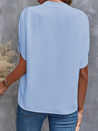 Savannah | Elegant Draped V-Neck Blouse 8