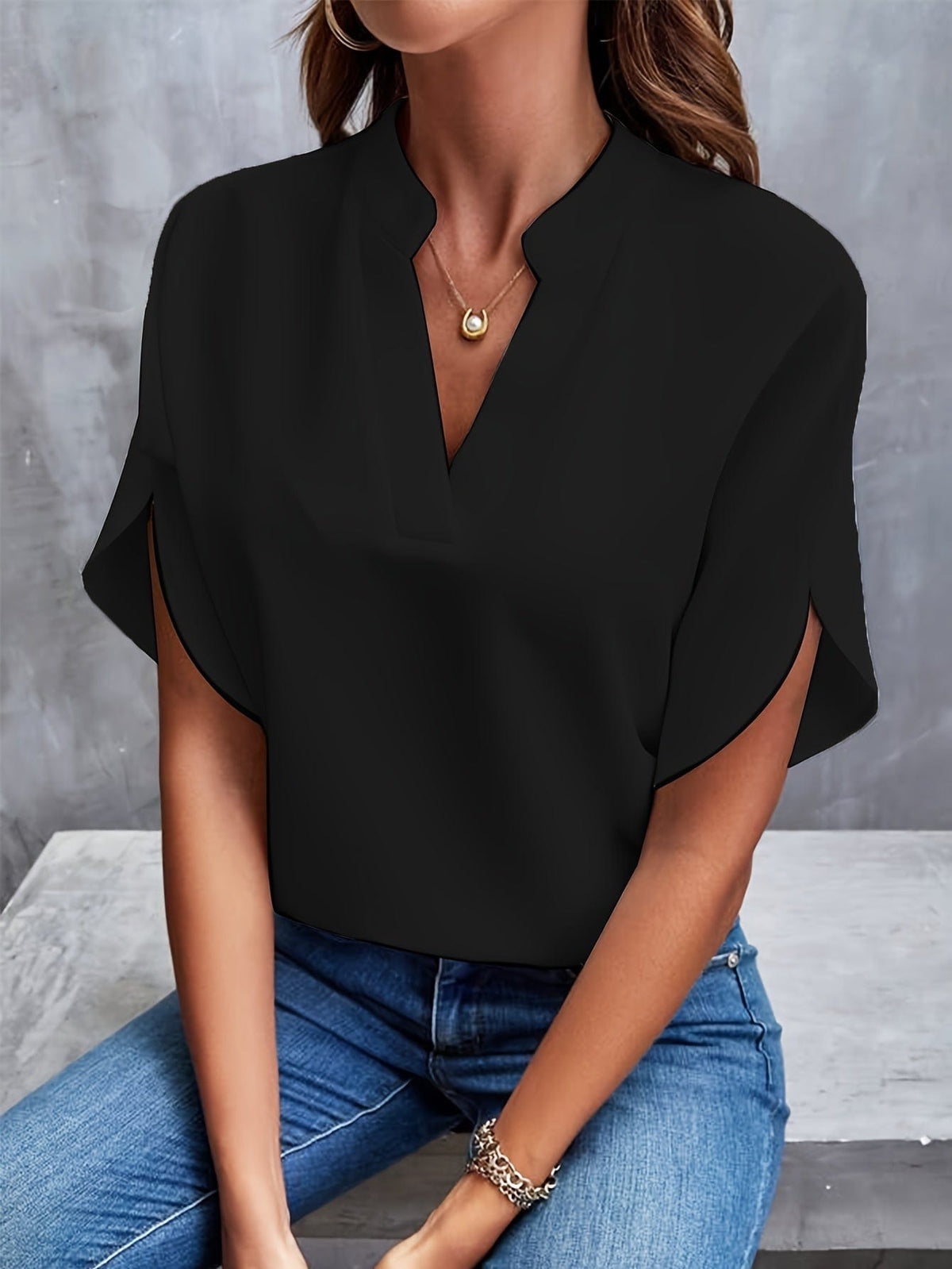 Savannah | Elegant Draped V-Neck Blouse 5