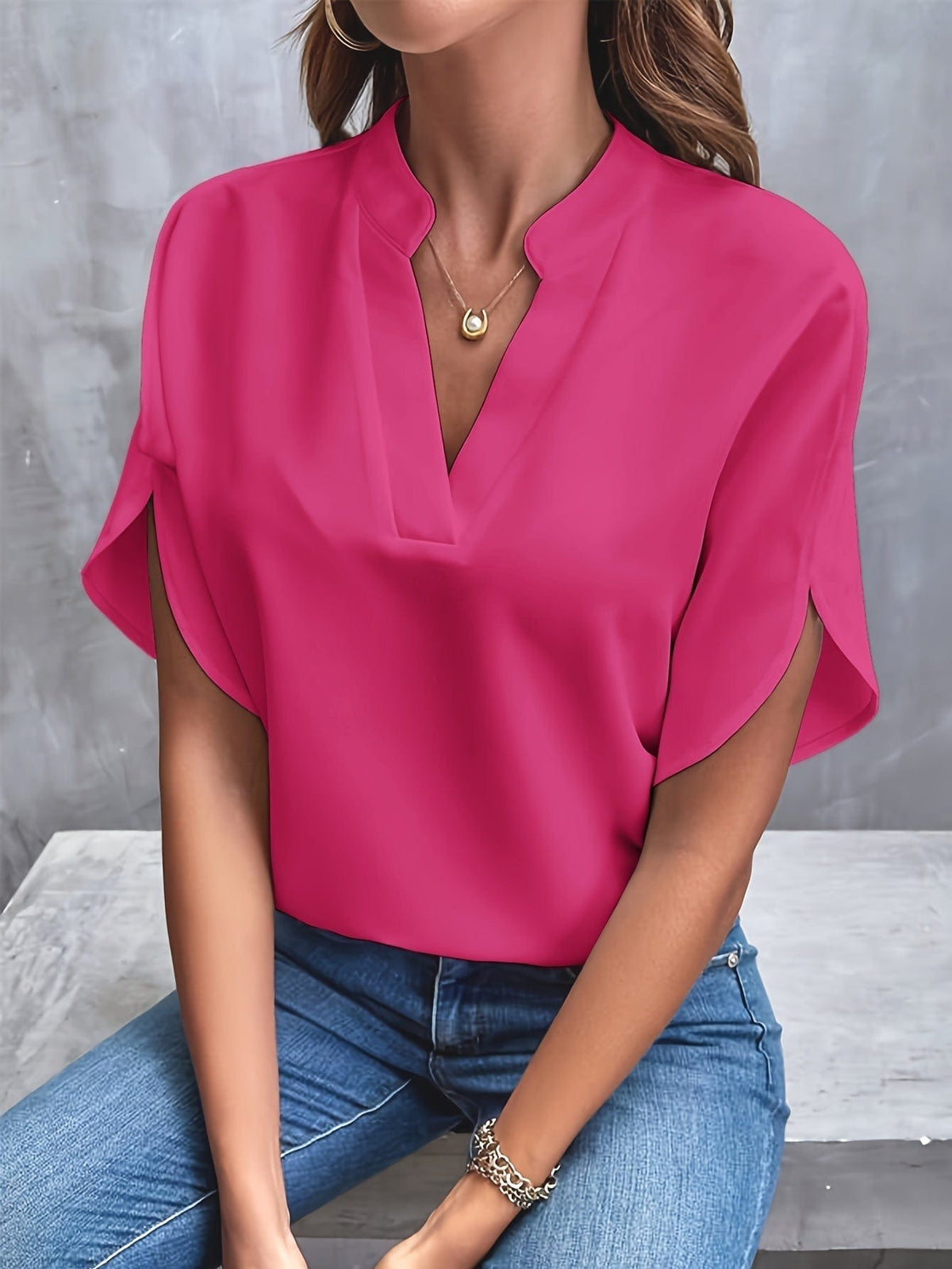 Savannah | Elegant Draped V-Neck Blouse 14