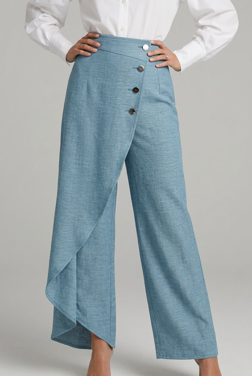 Elara | Elegant High-Waisted Wrap Wide-Leg Pants 1