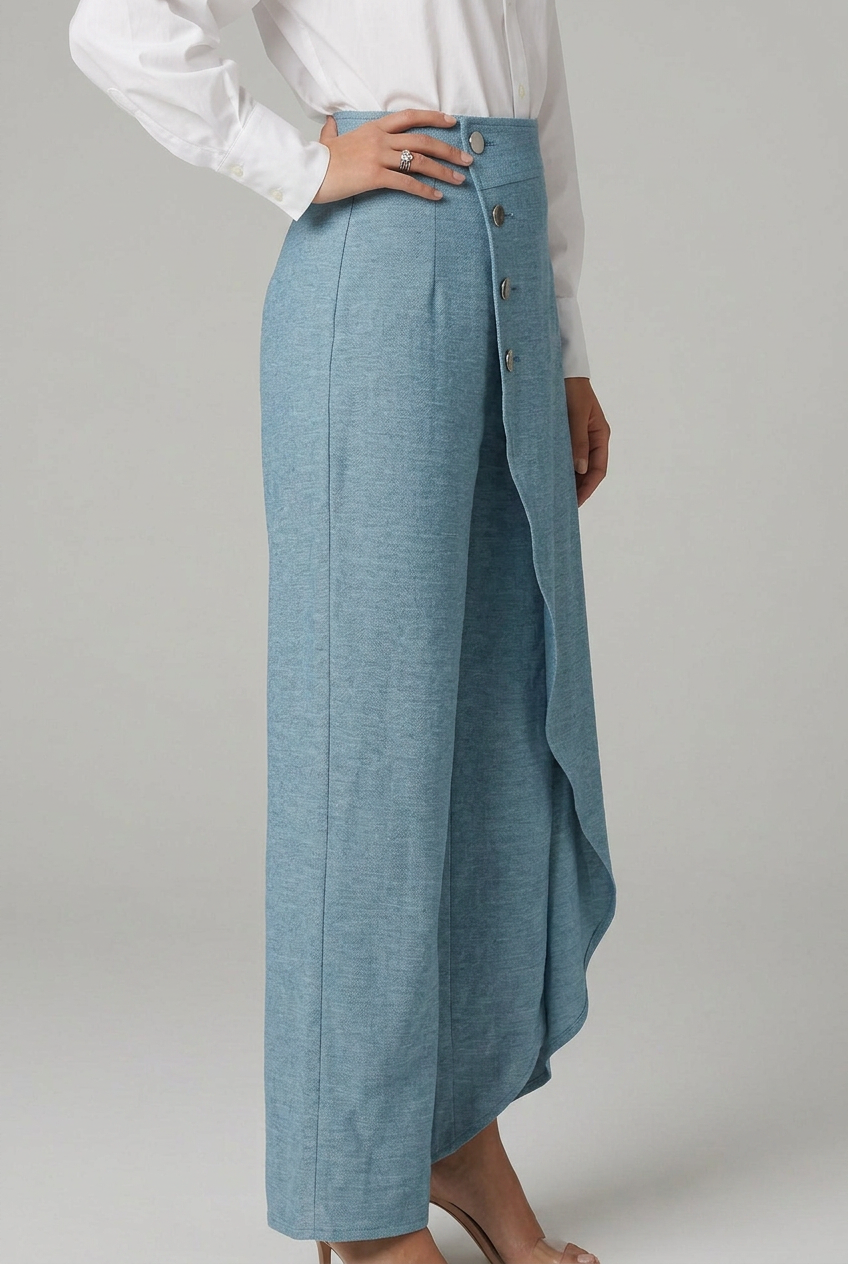 Elara | Elegant High-Waisted Wrap Wide-Leg Pants 2
