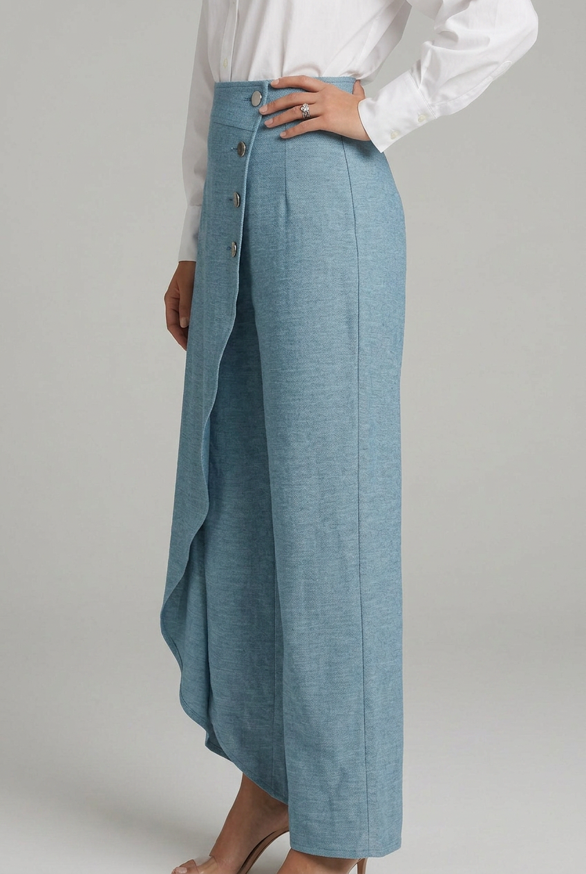 Elara | Elegant High-Waisted Wrap Wide-Leg Pants 4