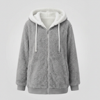 Women's Hooded Sherpa Jacket Full Zip with Drawstrings 4