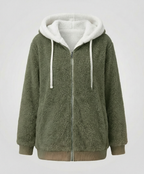 Women's Hooded Sherpa Jacket Full Zip with Drawstrings 12
