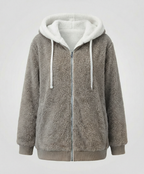 Women's Hooded Sherpa Jacket Full Zip with Drawstrings 5
