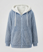 Women's Hooded Sherpa Jacket Full Zip with Drawstrings 3