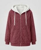Women's Hooded Sherpa Jacket Full Zip with Drawstrings 9