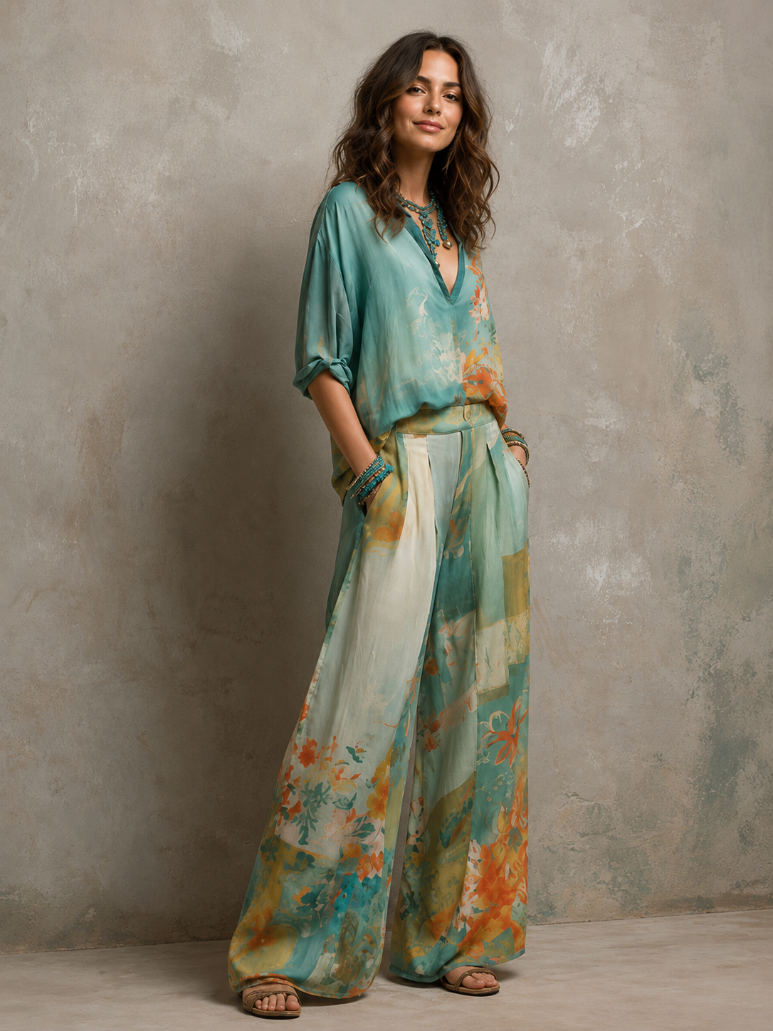 Franzel | Floral Wide-Leg Two-Piece Set 2