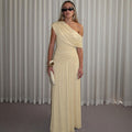 Women's One-Shoulder Ruched Maxi Dress for Evening 1
