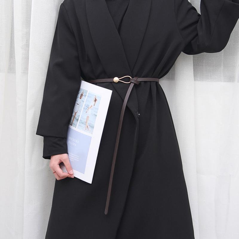 Women's Knot Strap Belt with Gold Buckle for Dress Waist 7
