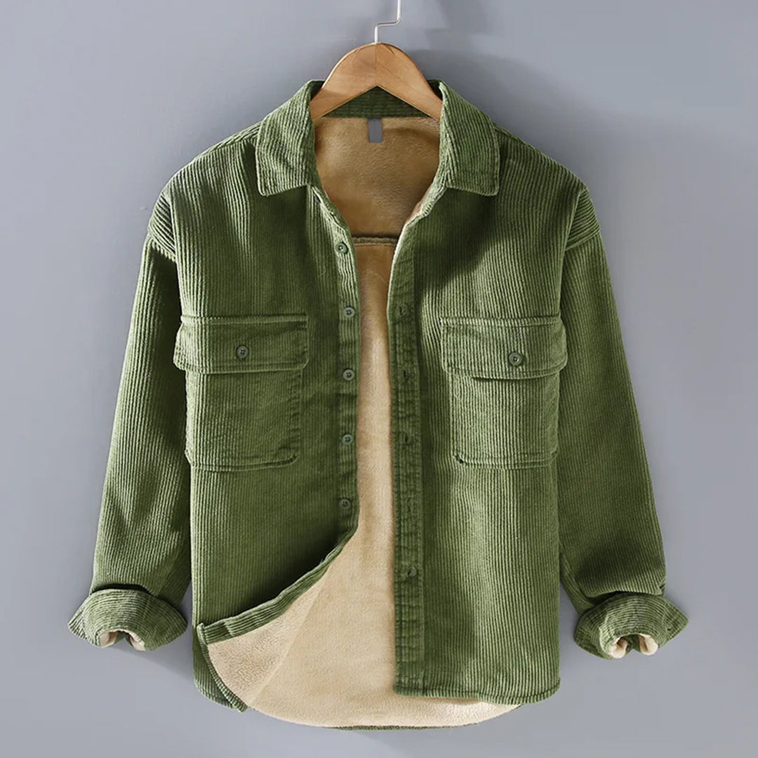 Men's Sherpa-Lined Corduroy Shacket Button-Front 4