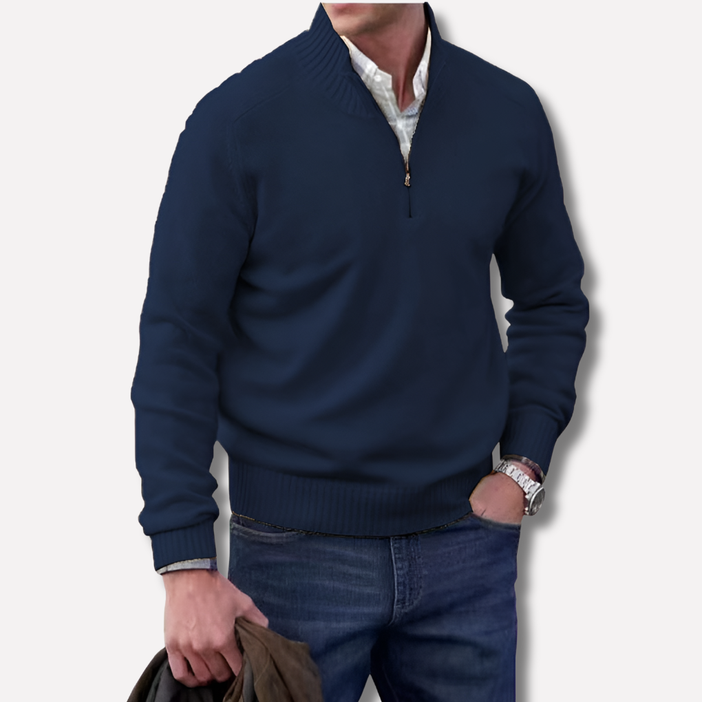 Men's Half-Zip Sweater with Ribbed Collar for Layering 5