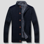 Men's Cable-Knit Cardigan with Plush Lining and Button Front 2