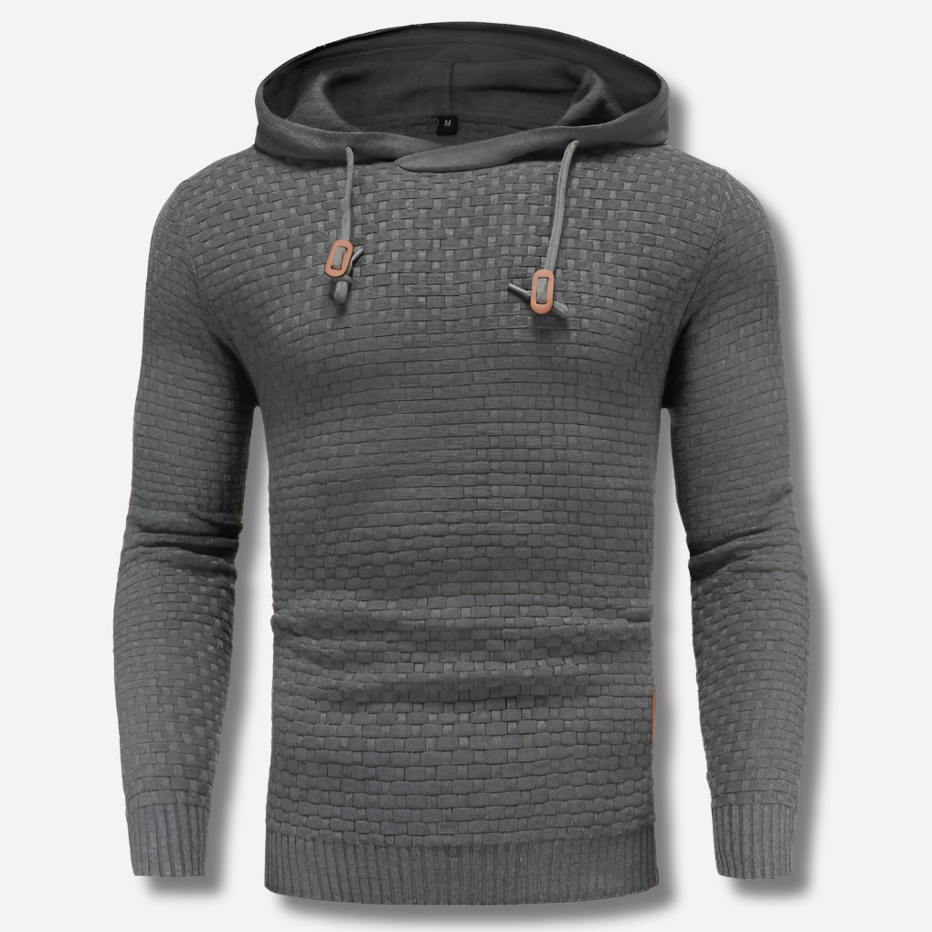 Men's Textured Pullover Hoodie with Drawstring Hood 3