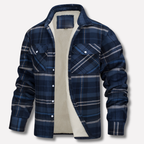 Men's Quilted Flannel Shirt Jacket Button-Down Plaid 8