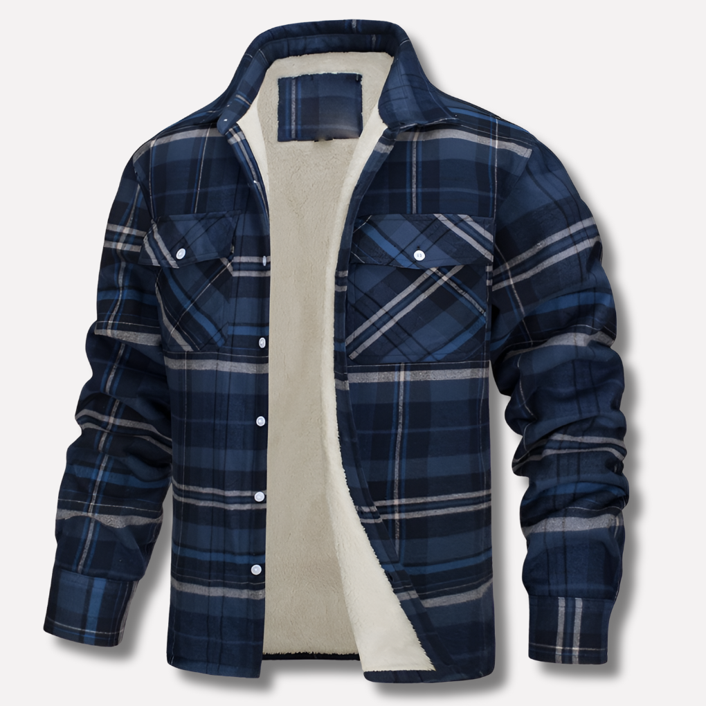 Men's Quilted Flannel Shirt Jacket Button-Down Plaid 8
