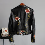 Women's Embroidered Moto Jacket with Floral Details 5