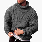 Men's Cable Knit Turtleneck Sweater Long Sleeve Pullover 1