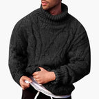 Men's Cable Knit Turtleneck Sweater Long Sleeve Pullover 3