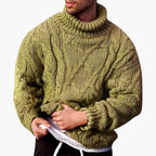Men's Cable Knit Turtleneck Sweater Long Sleeve Pullover 2