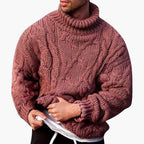 Men's Cable Knit Turtleneck Sweater Long Sleeve Pullover 4