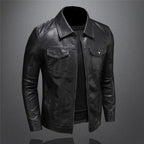 Men's Biker Jacket with Stand Collar and Zip Closure 3