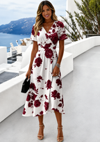 Ilanna | Elegant Floral Wrap Midi Dress 4